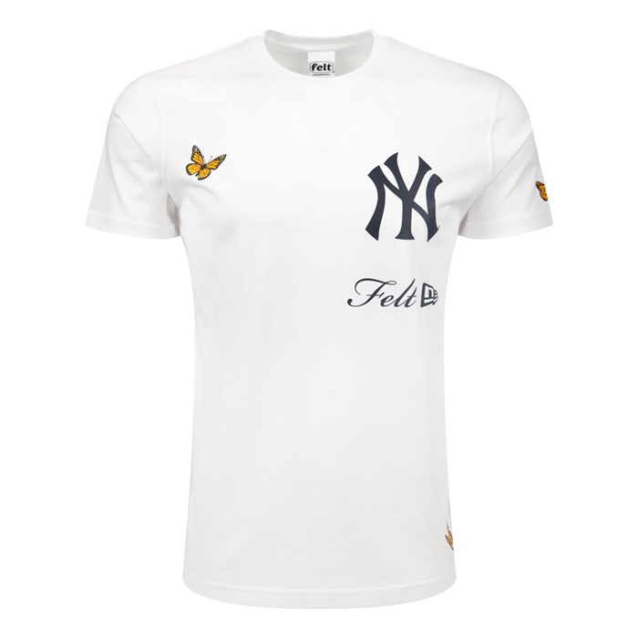 New York Yankees MLB Felt Miesten T-paita Valkoinen - New Era Vaatteet Halpa hinta FI-947068